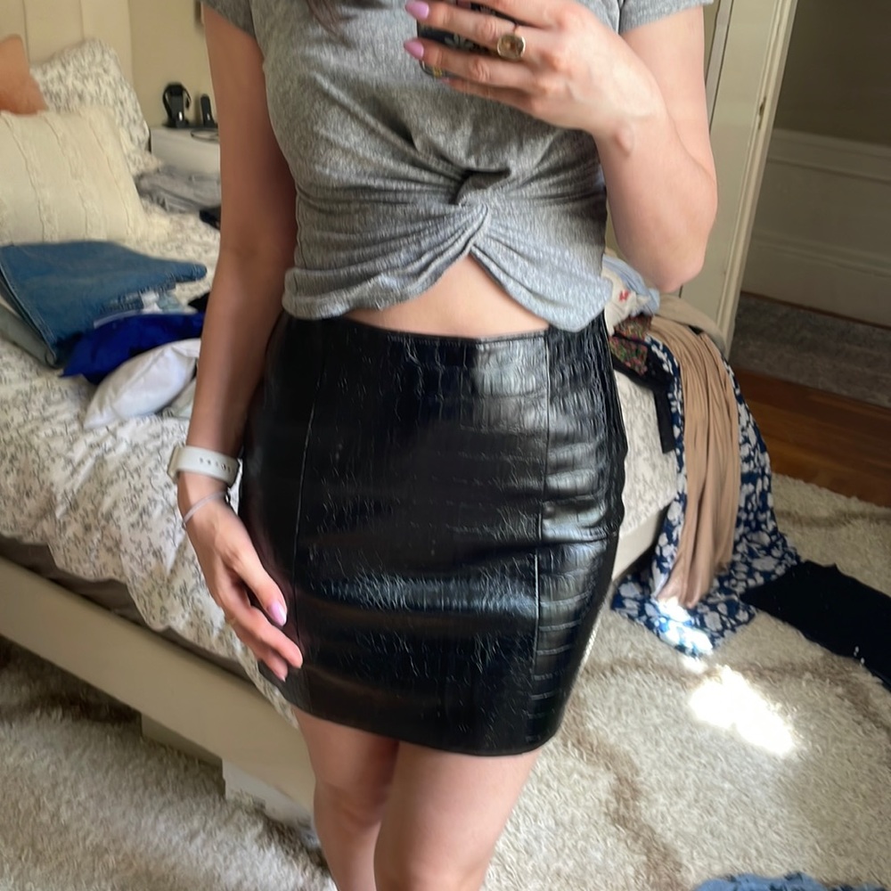 Black faux leather skirt NA-KD size 34 or XS